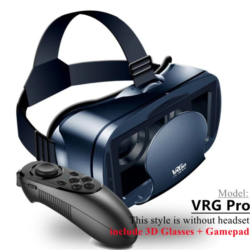 Gafas de realidad virtual (VR) con efecto de pantalla gigante IMAX, HD y 3D; visor tipo Google Cardboard compatible con teléfonos de 5 a 7 pulgadas y mandos de juego.