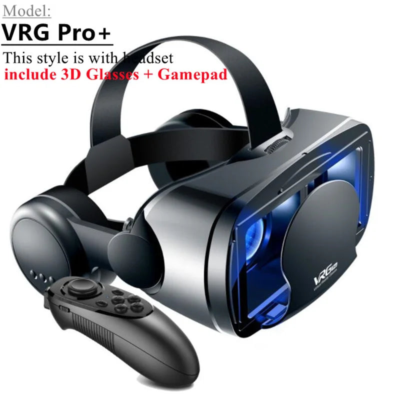 Gafas de realidad virtual (VR) con efecto de pantalla gigante IMAX, HD y 3D; visor tipo Google Cardboard compatible con teléfonos de 5 a 7 pulgadas y mandos de juego.