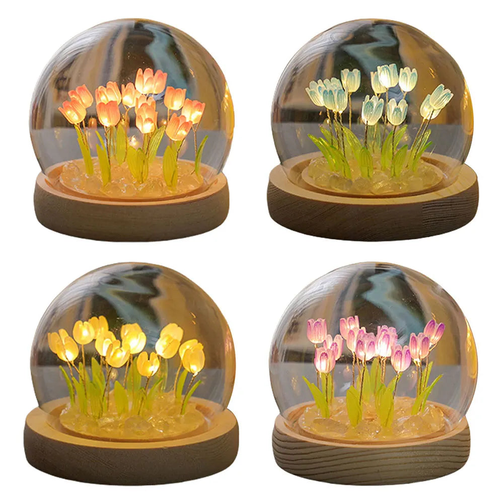 Artificial Tulip Flower Night Light Bedside Lamp Artificial Flower Lamp Bedroom Decor Birthday Gifts