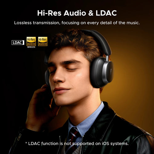 Auriculares inalámbricos UGREEN Studio Pro con cancelación activa de ruido (ANC) de 48 dB, Bluetooth, diseño circumaural (over-ear), audio de alta resolución (Hi-Res), códec LDAC y 120 horas de autonomía.