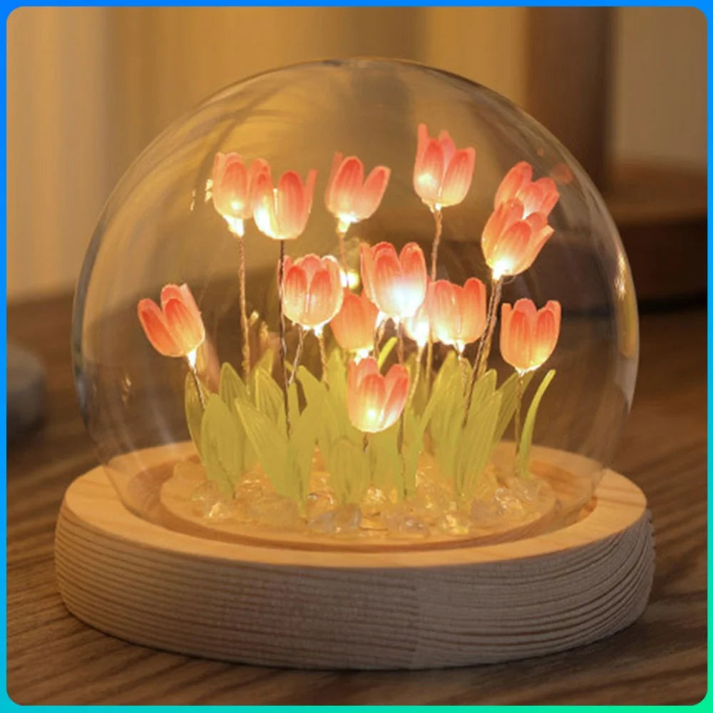Artificial Tulip Flower Night Light Bedside Lamp Artificial Flower Lamp Bedroom Decor Birthday Gifts