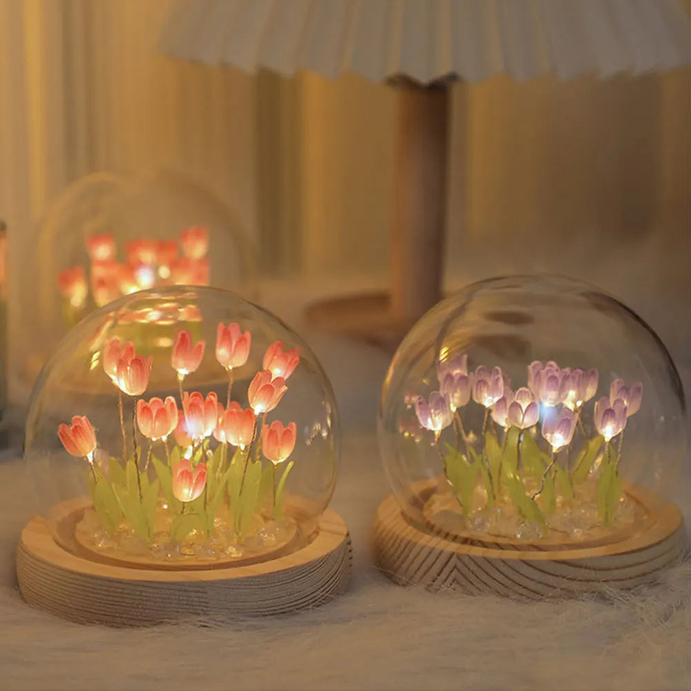 Artificial Tulip Flower Night Light Bedside Lamp Artificial Flower Lamp Bedroom Decor Birthday Gifts