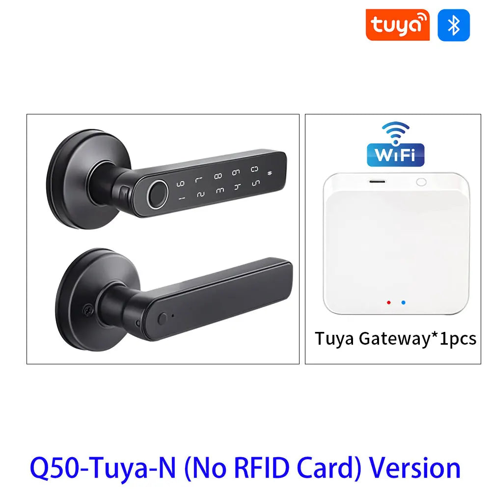 Cerradura inteligente M5 Tuya BLE con lector de huellas dactilares; cerradura electrónica digital con desbloqueo mediante contraseña, llave, tarjeta IC (opcional) o aplicación Smart Life/Tuya.