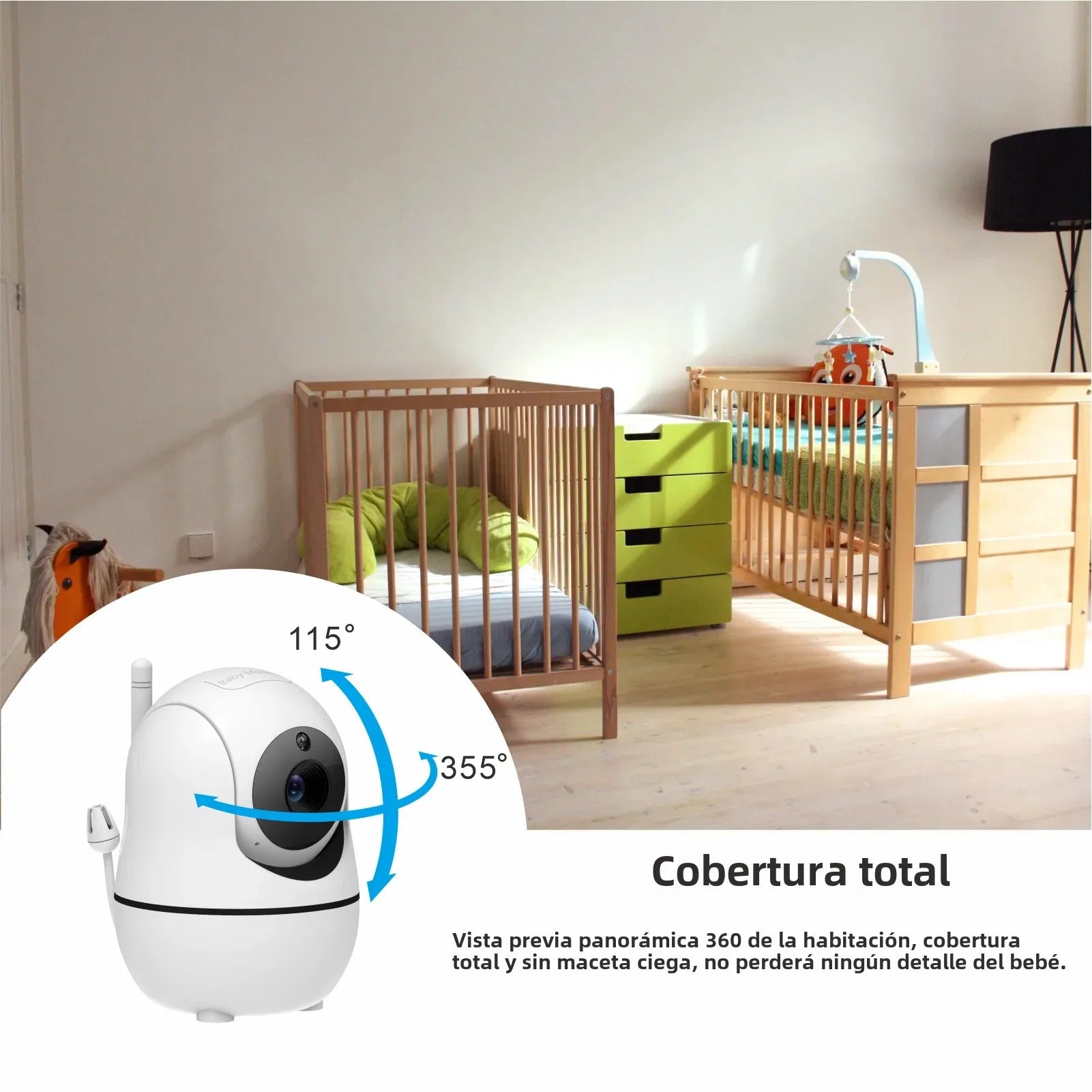 Nuevo monitor de vídeo para bebés de 5 pulgadas con cámara y audio, zoom 4x, batería de 22 horas, alcance de 300 metros (1000 pies), audio bidireccional, sensor de temperatura y nanas.