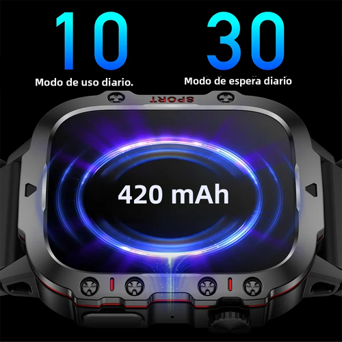 Reloj inteligente militar original con llamadas inalámbricas y funciones de fitness; resistente al agua (IP68, apto para natación) y deportivo, compatible con iOS y Android (modelo 2026).