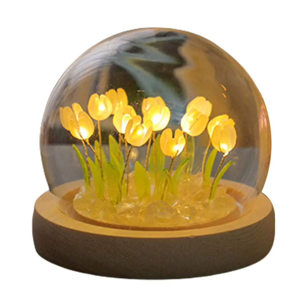Artificial Tulip Flower Night Light Bedside Lamp Artificial Flower Lamp Bedroom Decor Birthday Gifts