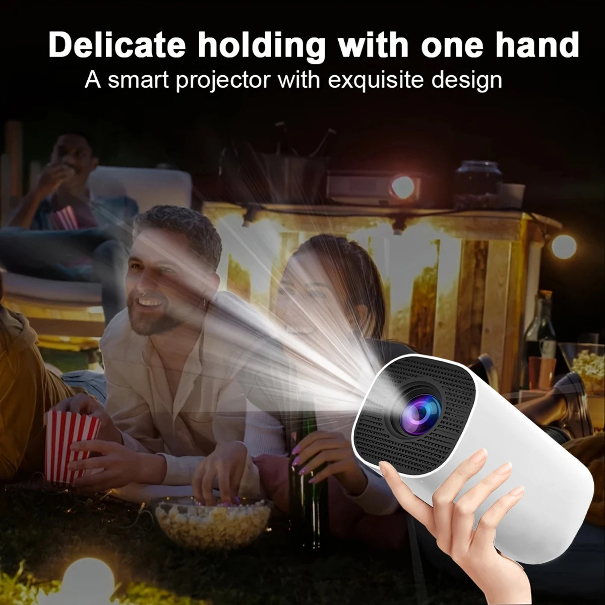 Nuevo proyector portátil con WiFi 6 y Wireless 5.0, 720P nativo, compatible con 4K, proyector inteligente, pantalla ajustable, rotación de 180°, B
