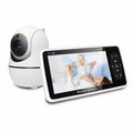Nuevo monitor de vídeo para bebés de 5 pulgadas con cámara y audio, zoom 4x, batería de 22 horas, alcance de 300 metros (1000 pies), audio bidireccional, sensor de temperatura y nanas.
