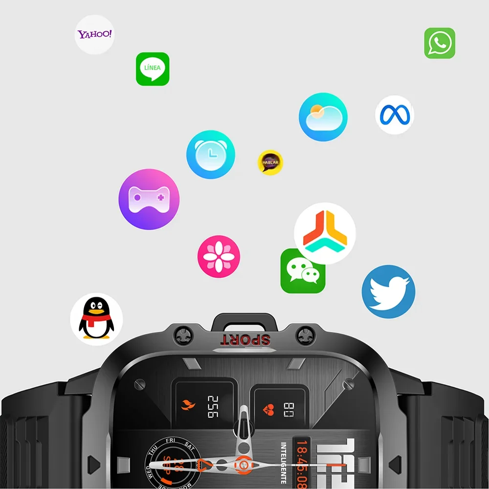 Reloj inteligente militar original con llamadas inalámbricas y funciones de fitness; resistente al agua (IP68, apto para natación) y deportivo, compatible con iOS y Android (modelo 2026).