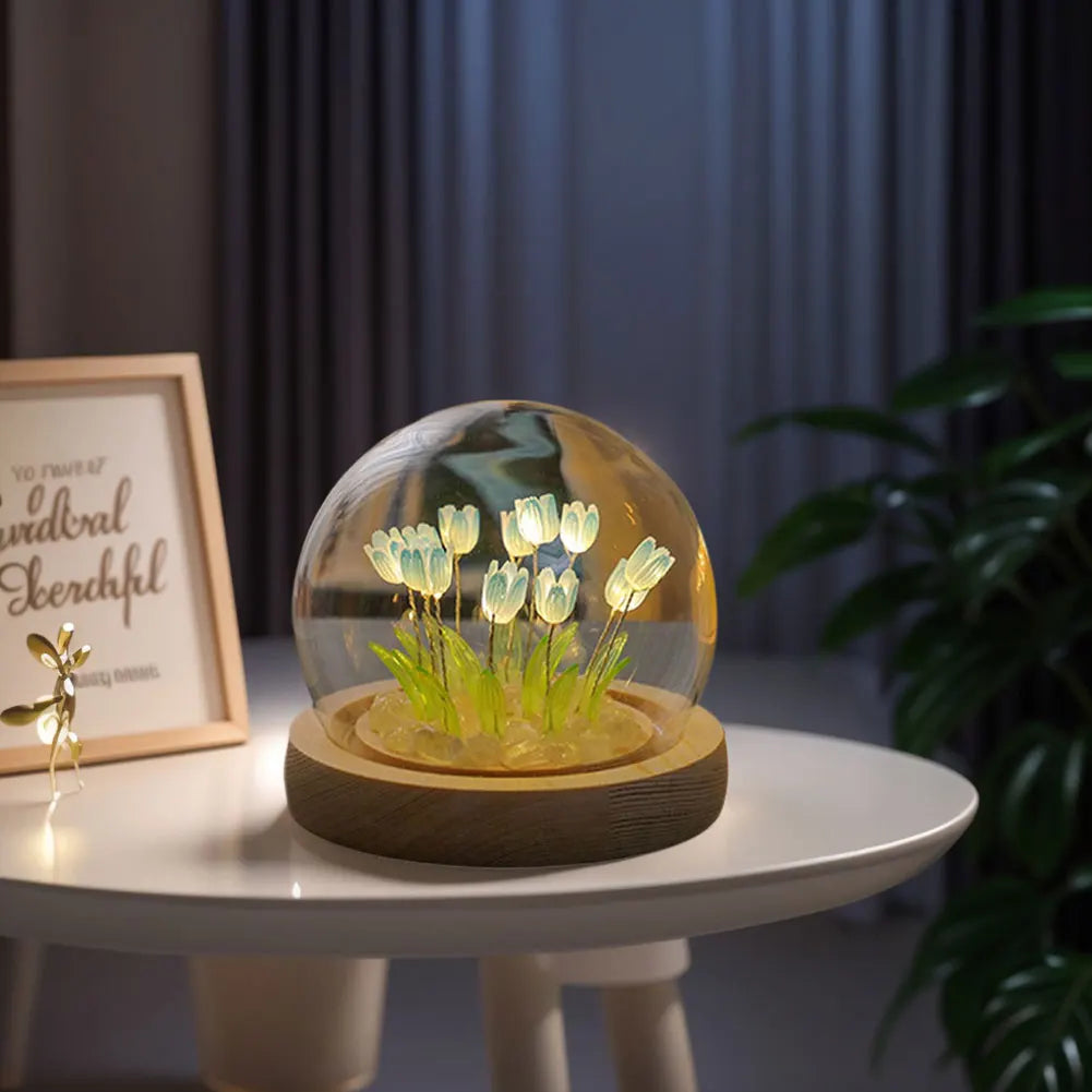 Artificial Tulip Flower Night Light Bedside Lamp Artificial Flower Lamp Bedroom Decor Birthday Gifts