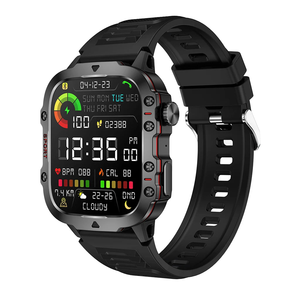 Reloj inteligente militar original con llamadas inalámbricas y funciones de fitness; resistente al agua (IP68, apto para natación) y deportivo, compatible con iOS y Android (modelo 2026).
